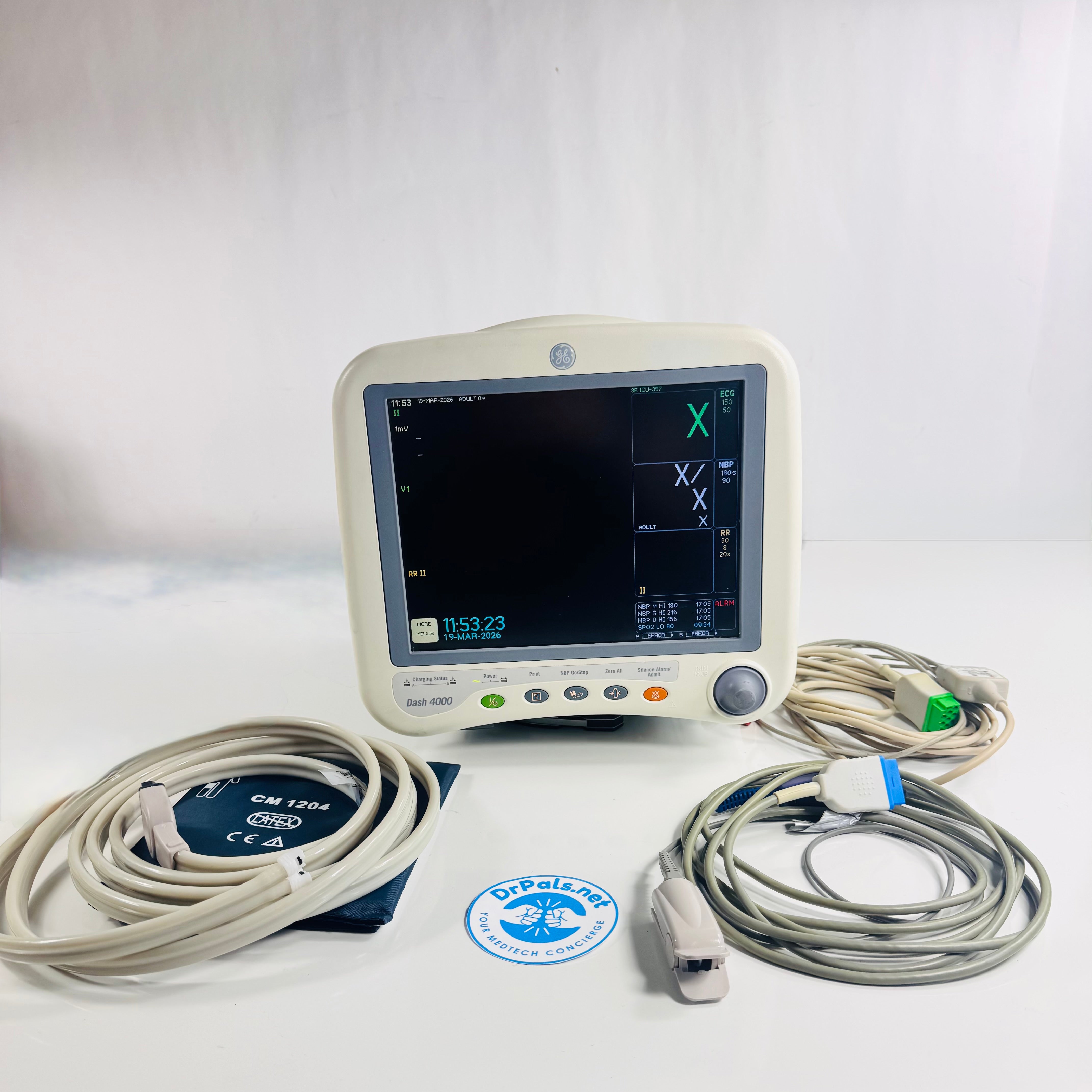 GE Dash 4000 2035598 | Patient Monitor NIBP, Nellcor SpO2, ECG, Temp & Internal Printer