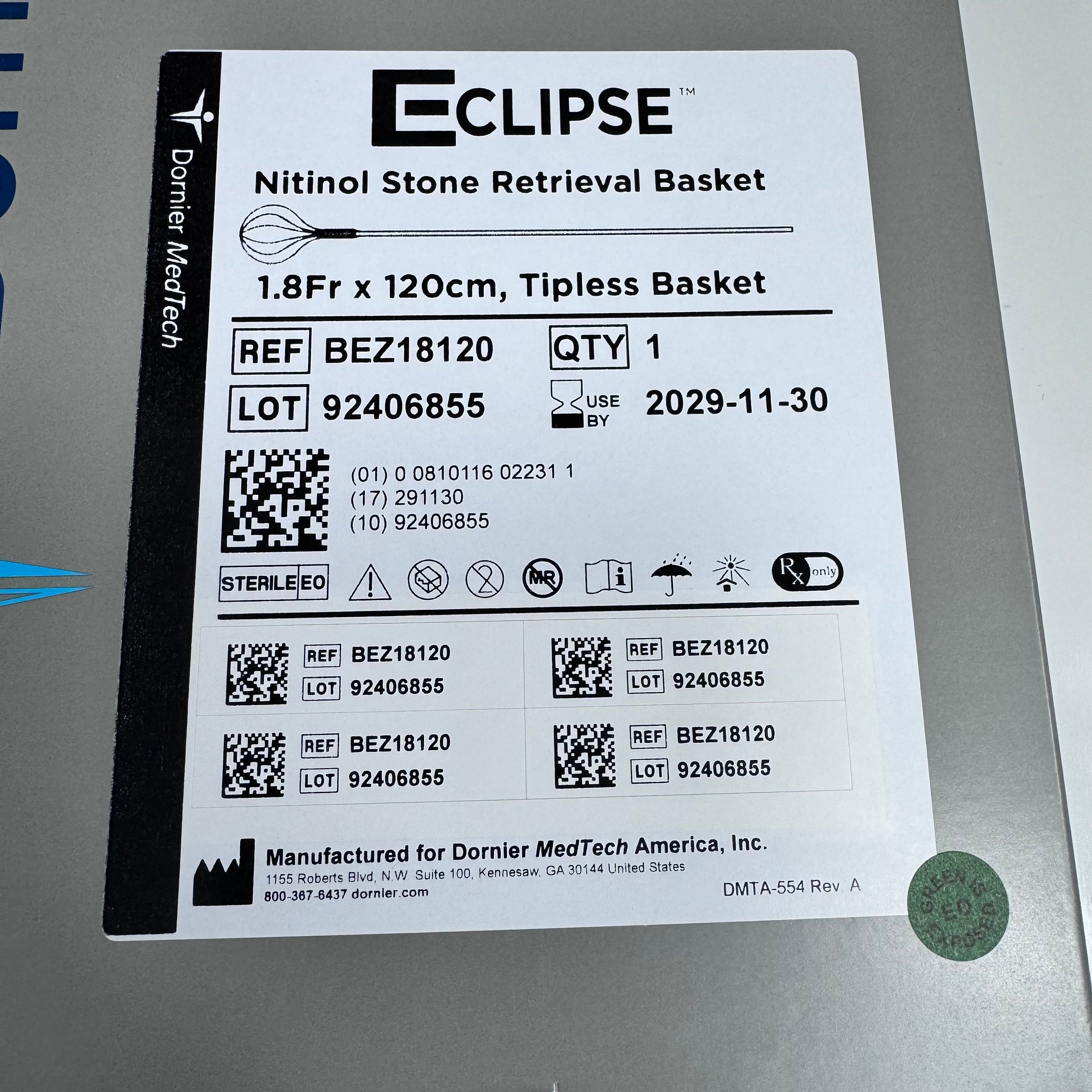 Dornier BEZ18120 | Eclipse Nitinol Stone Retrieval Basket one per Box In Date