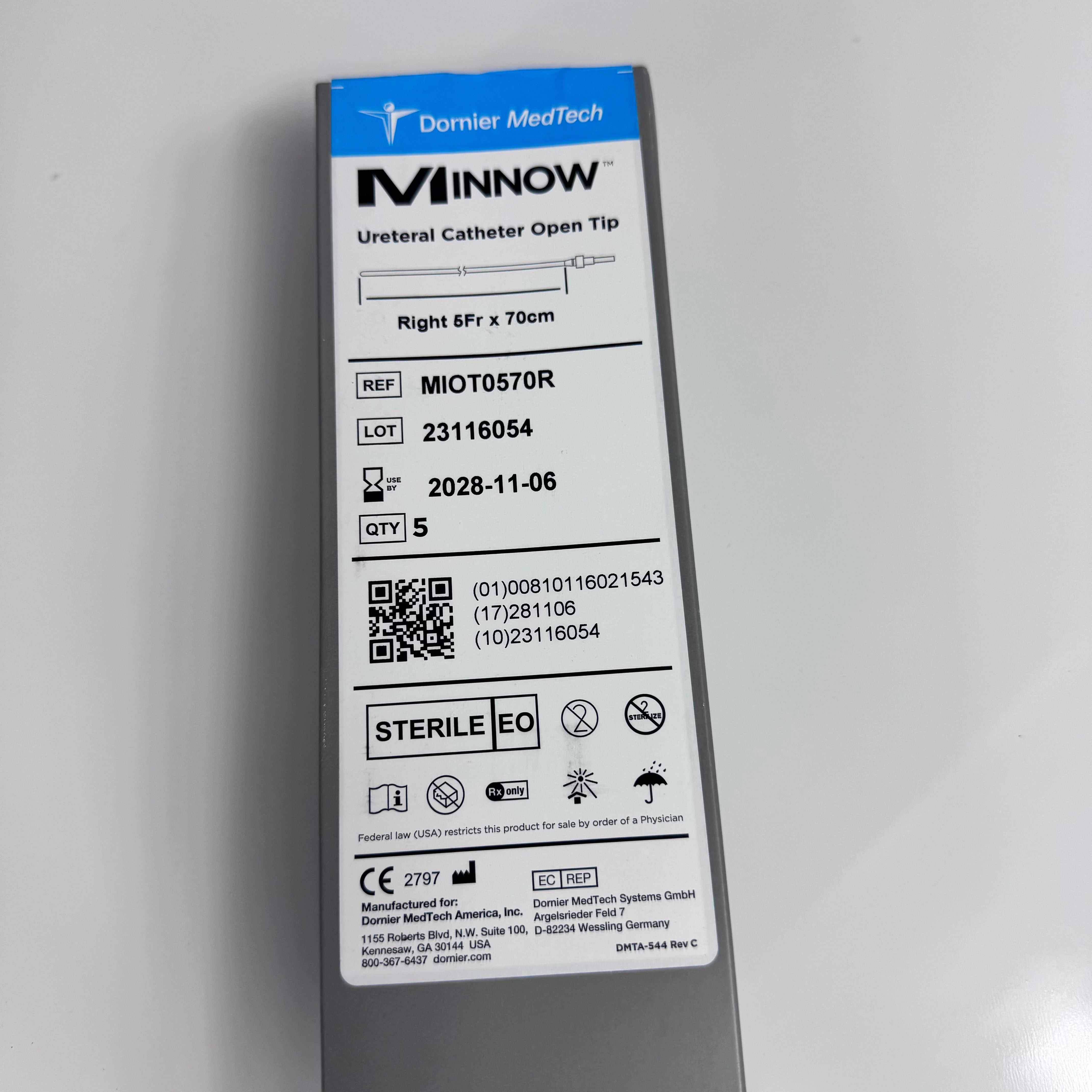 Dornier MIOT570R | 5 French Minnow Open Ended Ureteral Catheter 5 per box