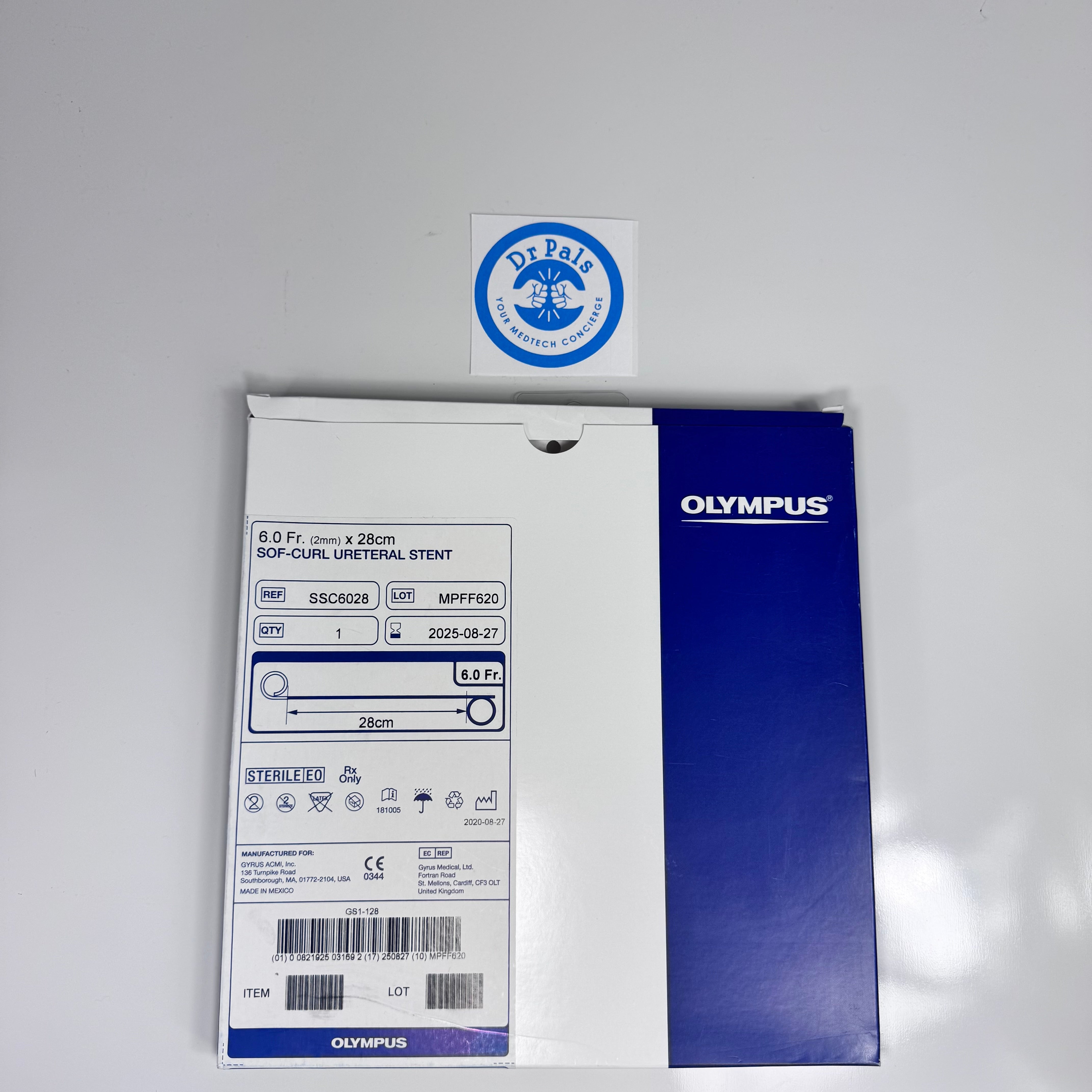 Olympus SSC6028 | Sof-Curl Ureteral Stent, 6 Fr x 28 cm OUT OF DATE