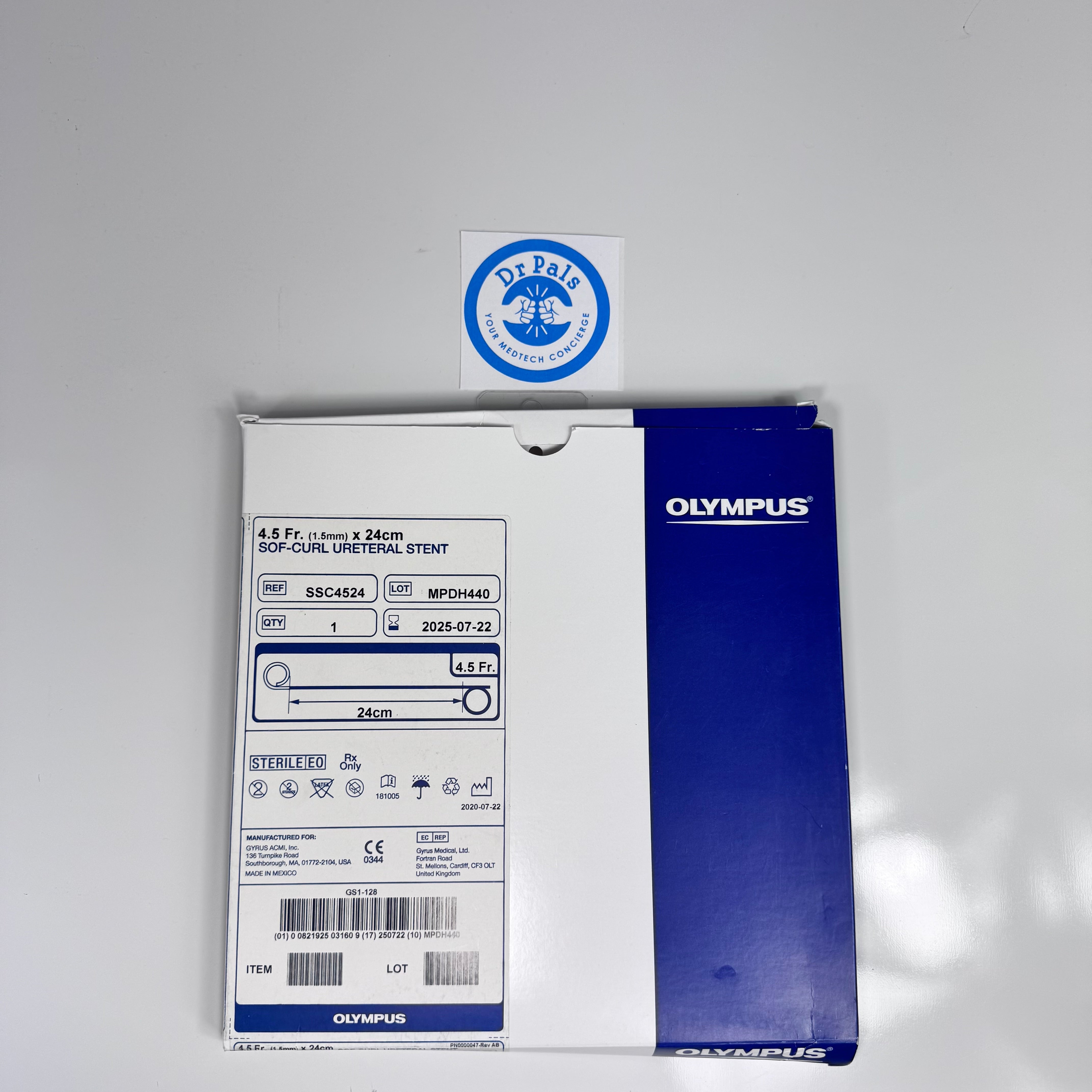 Olympus SSC4524 | Sof-Curl Ureteral Stent, 4.5 Fr x 24 cm OUT OF DATE