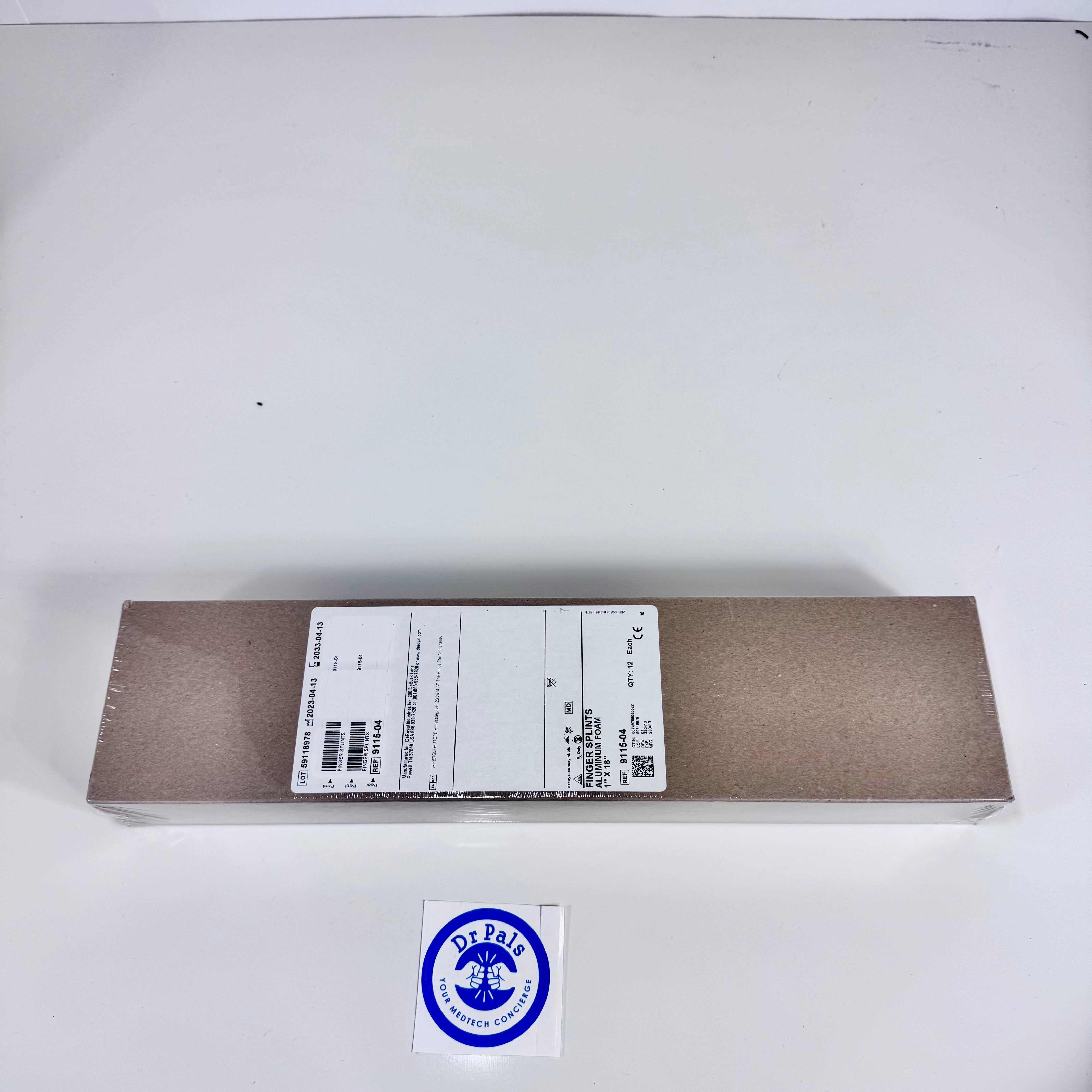 DeRoyal 9115-04 Aluminum Foam Finger Splint 12/Box