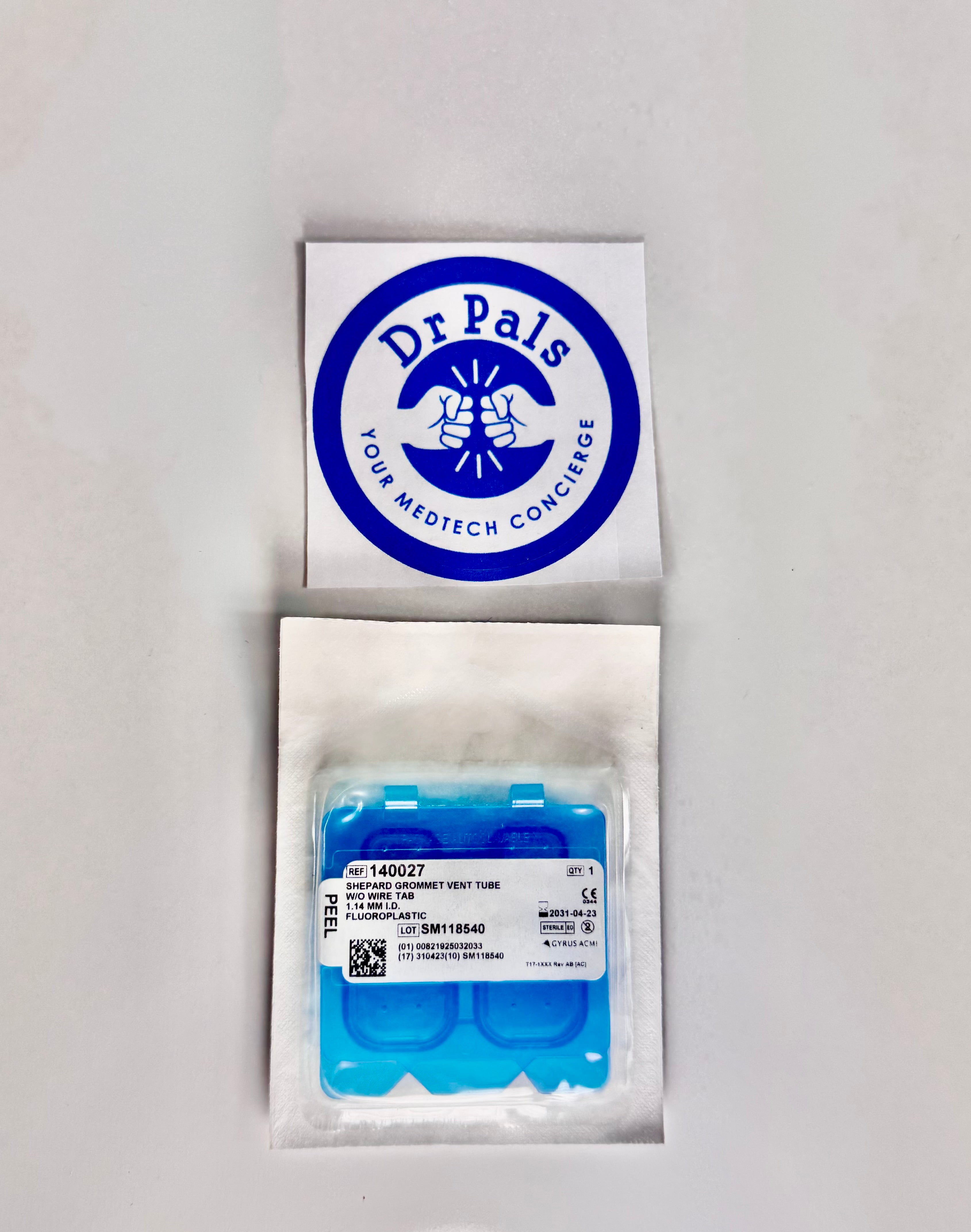 Gyrus ACMI 140027 | Shepard Grommet Vent Tube without Wire Tab 1.14 mm ID Fluoroplastic 13/Box