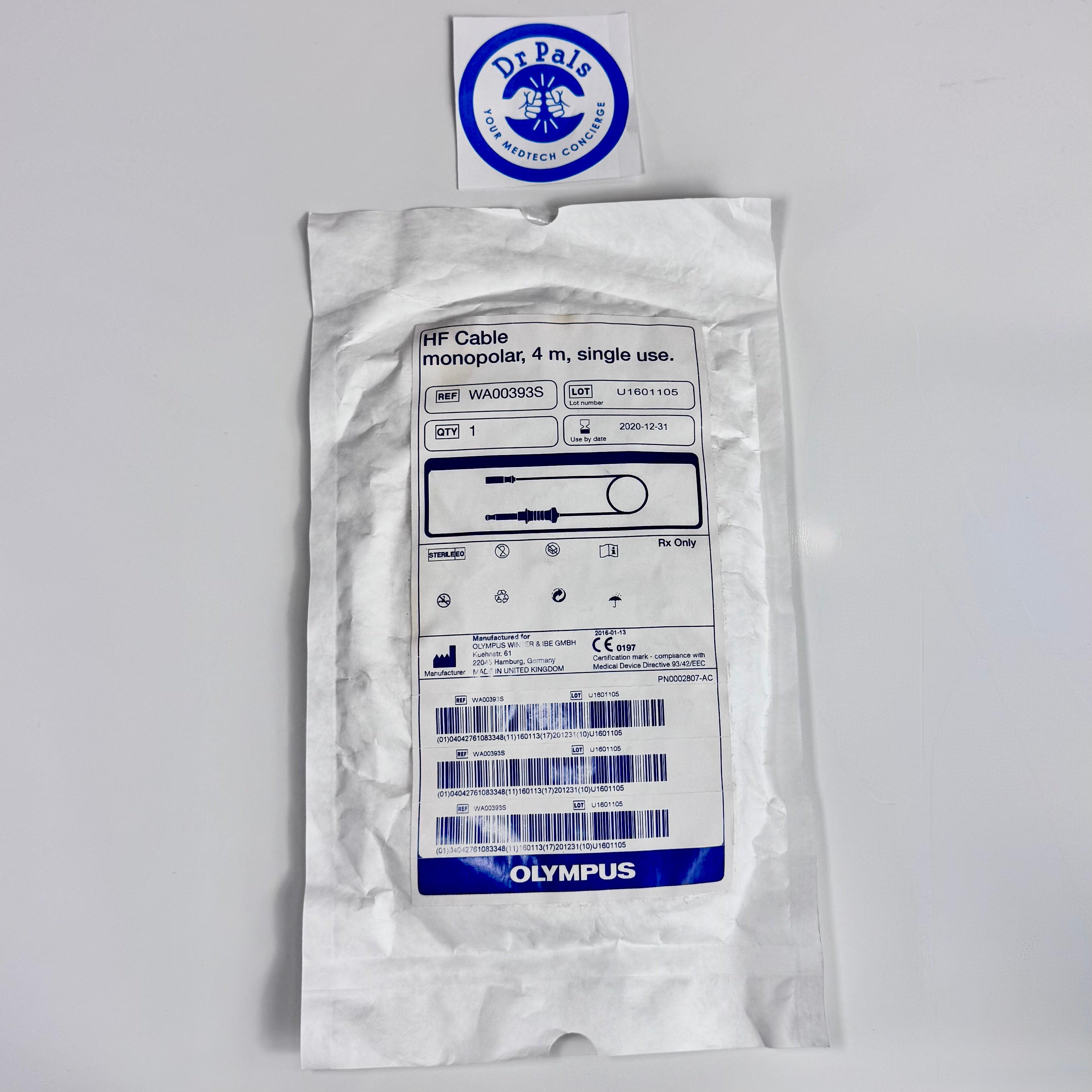 Olympus WA00393S | HF Cable Single Use Monopolar 4m 3/Box (Training)