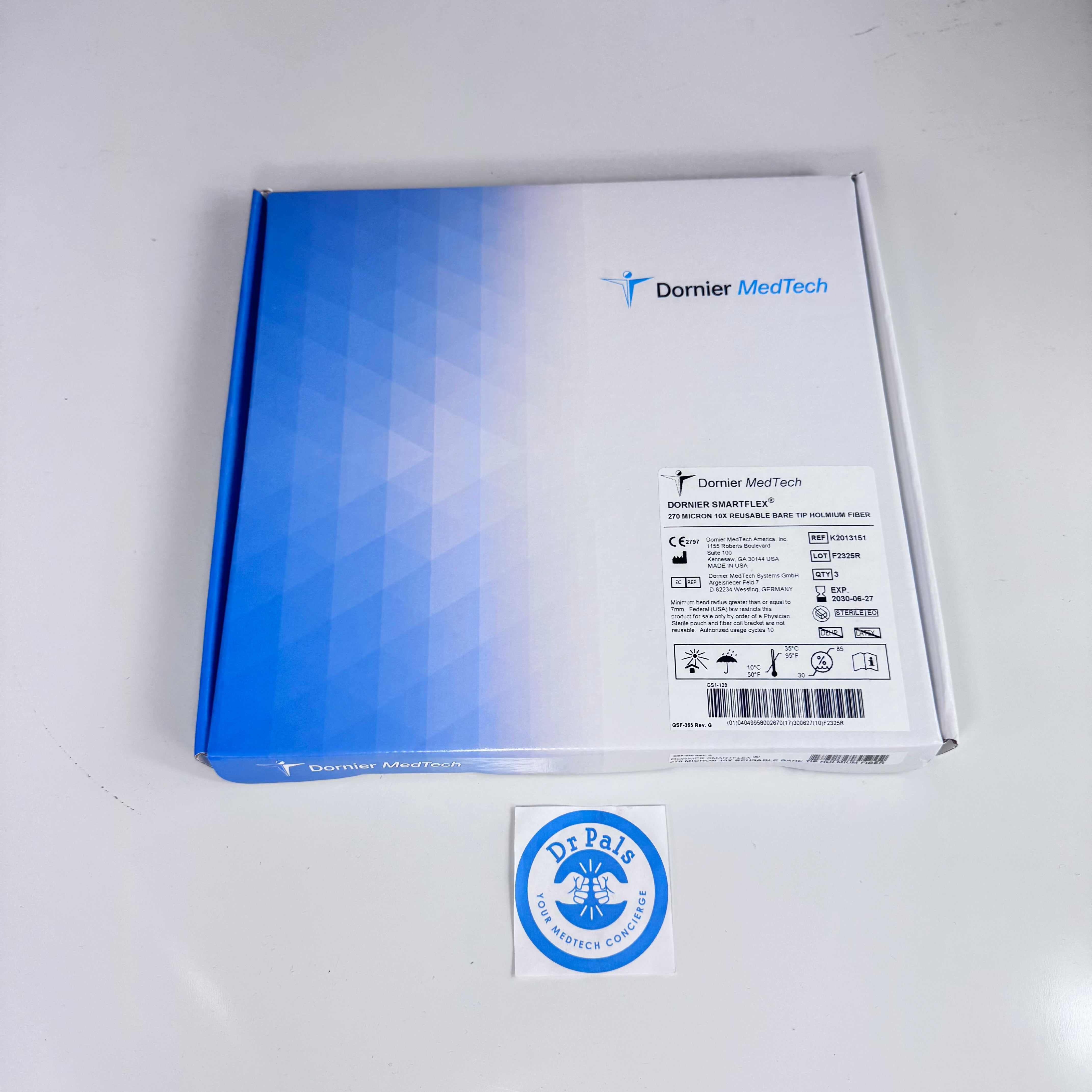 Dornier K2013151 | 270 Micron SmartFlex Bare Tip Holmium Reusable Laser Fiber 3 per Box In Date