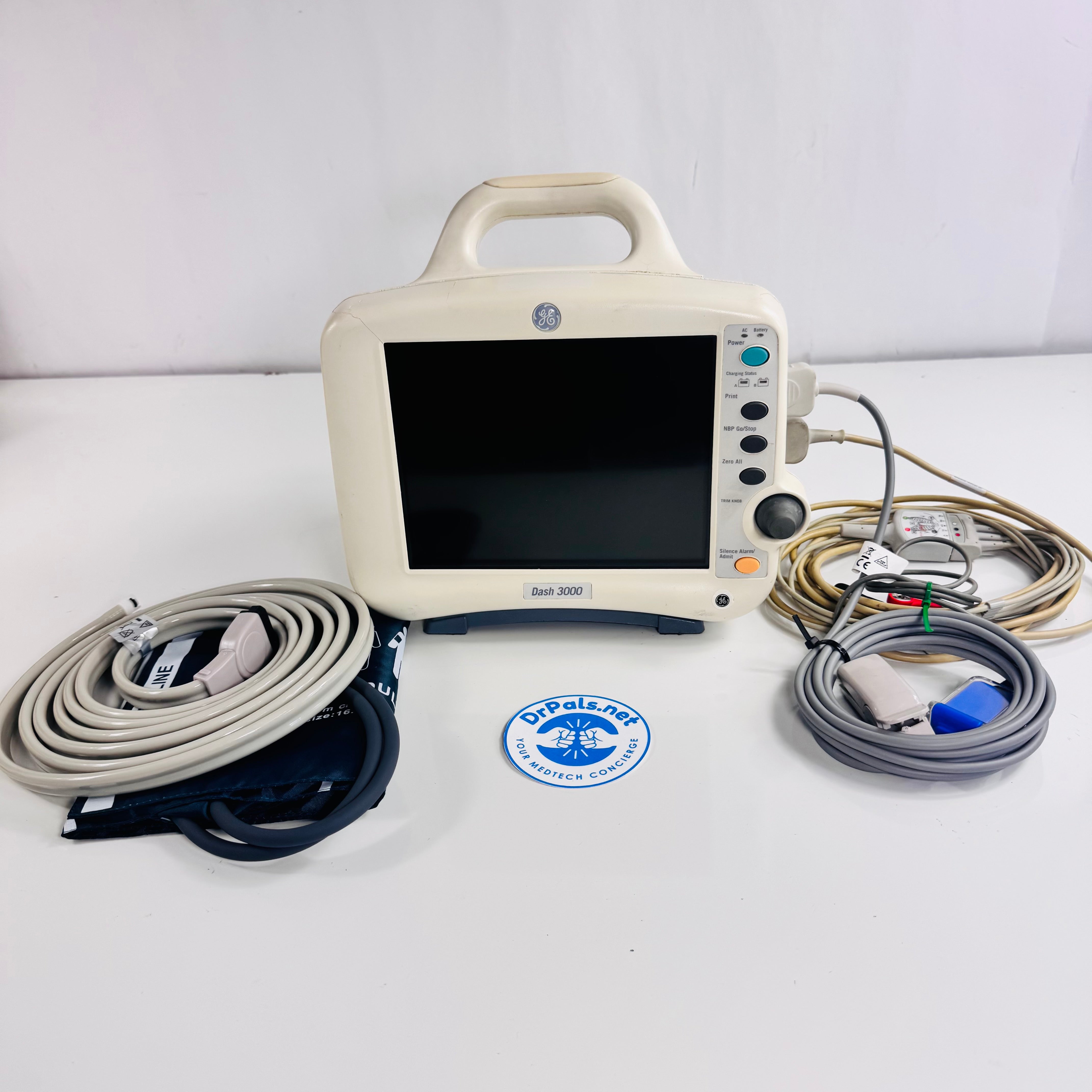 GE Dash 3000 | Patient Monitor with Sensors – NIBP, Nellcor SpO2, ECG,Temp & Printer