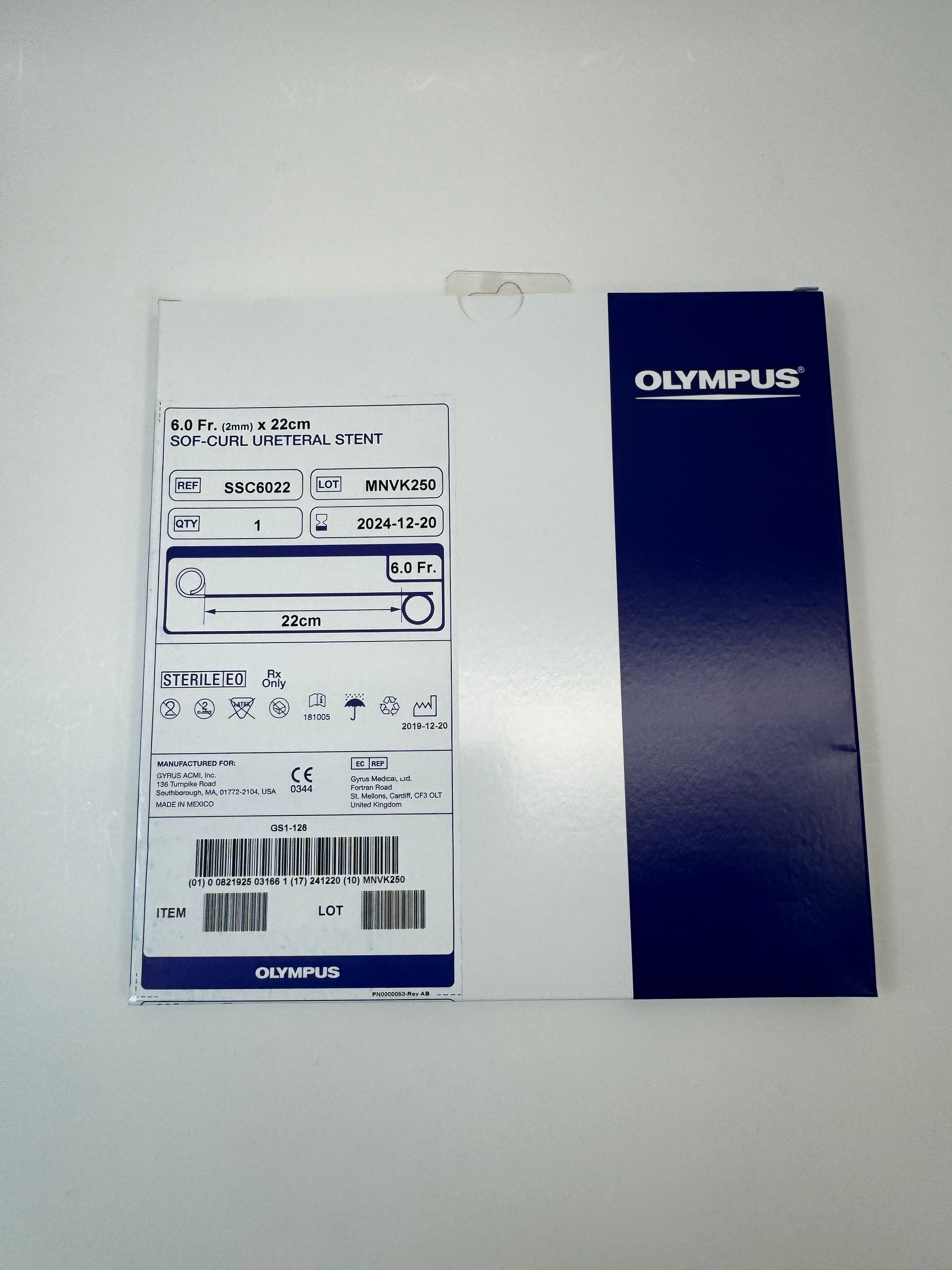 Olympus SSC6022 | 6Fr x 22cm Sof-Curl Double-J Ureteral Stent OUT OF DATE