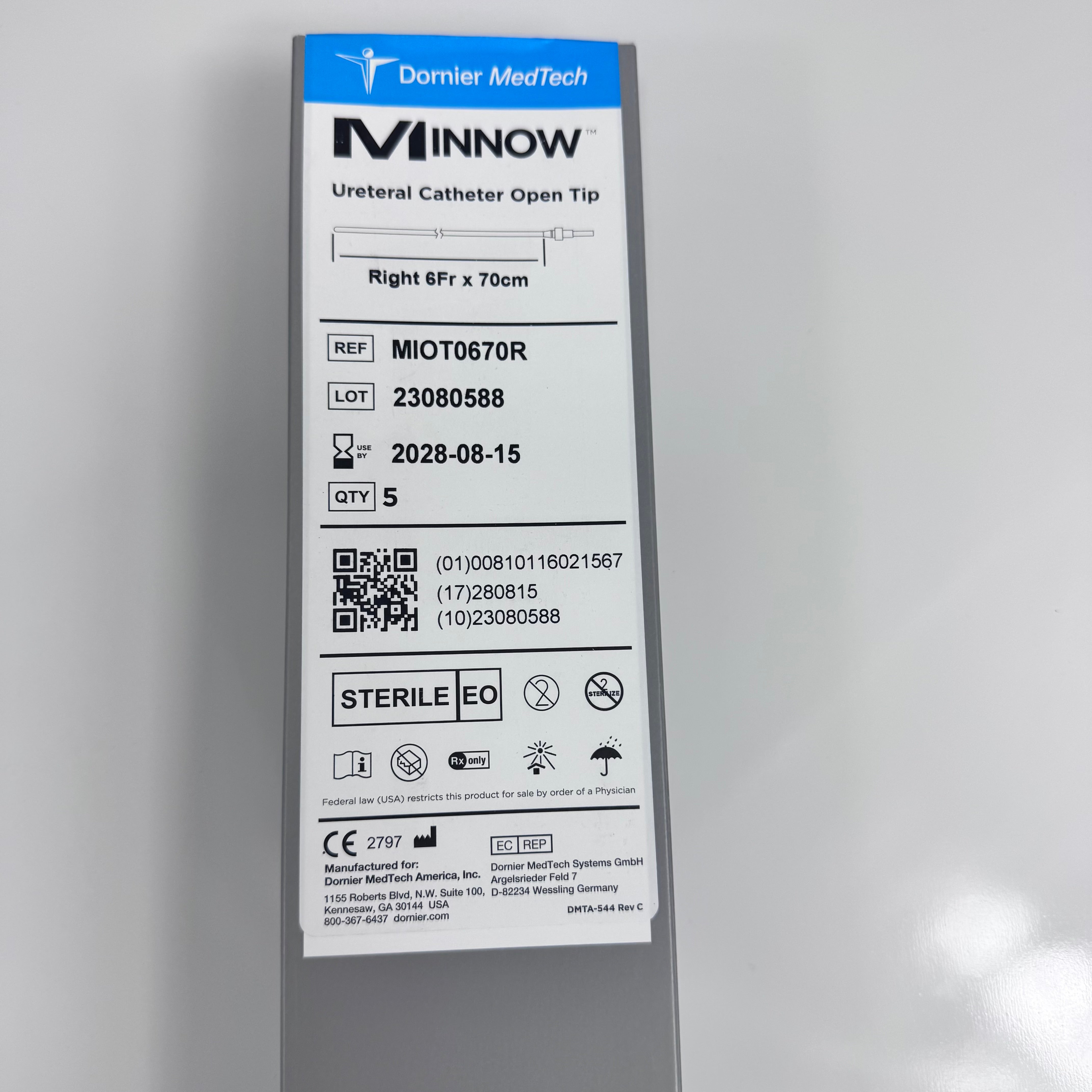 Dornier MIOT670R | 6 French Minnow Open Ended Ureteral Catheter 5 per box