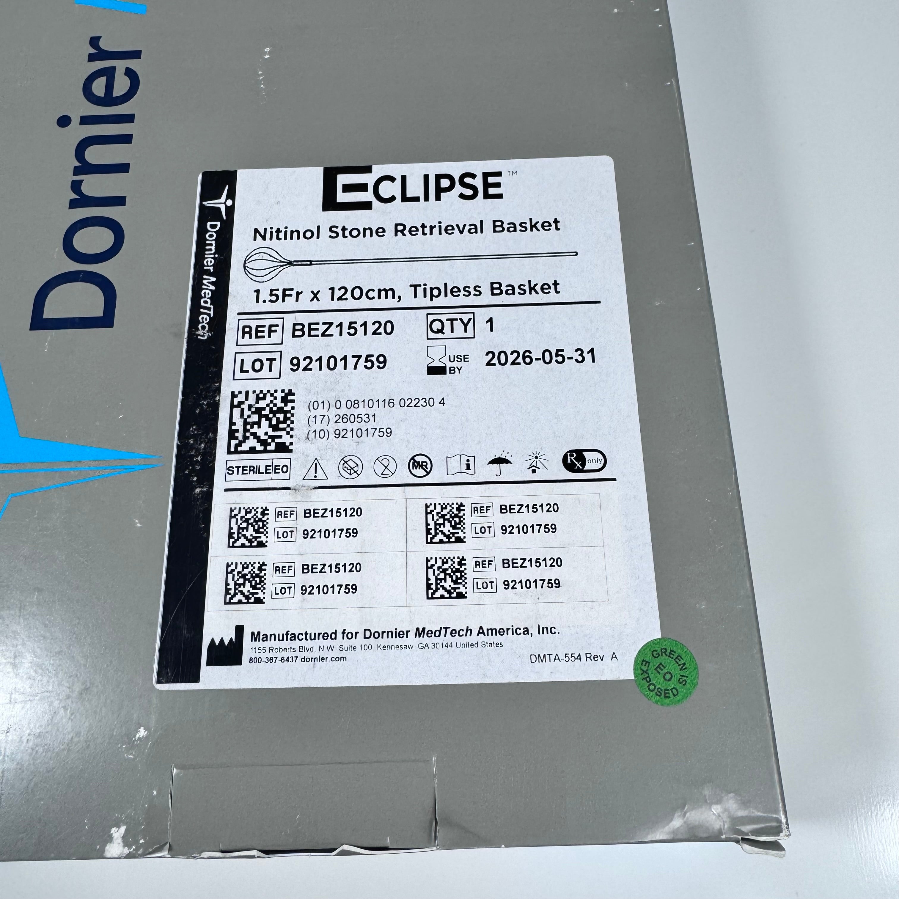 Dornier BEZ15120 | Eclipse Nitinol Tipless Stone Retrieval Basket One in each box OUT OF DATE
