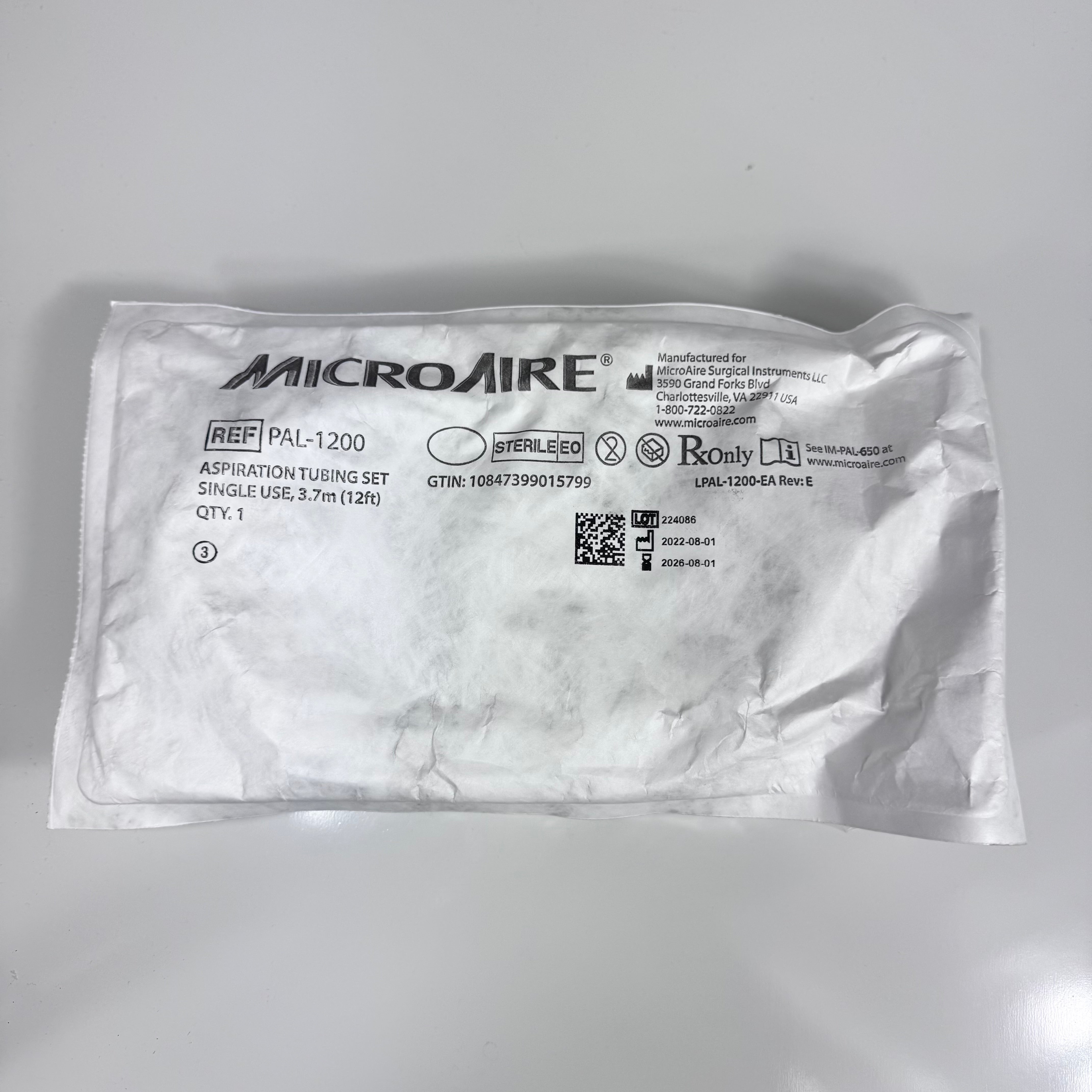 MicroAire PAL-1200 Aspiration Tubing Set In Date