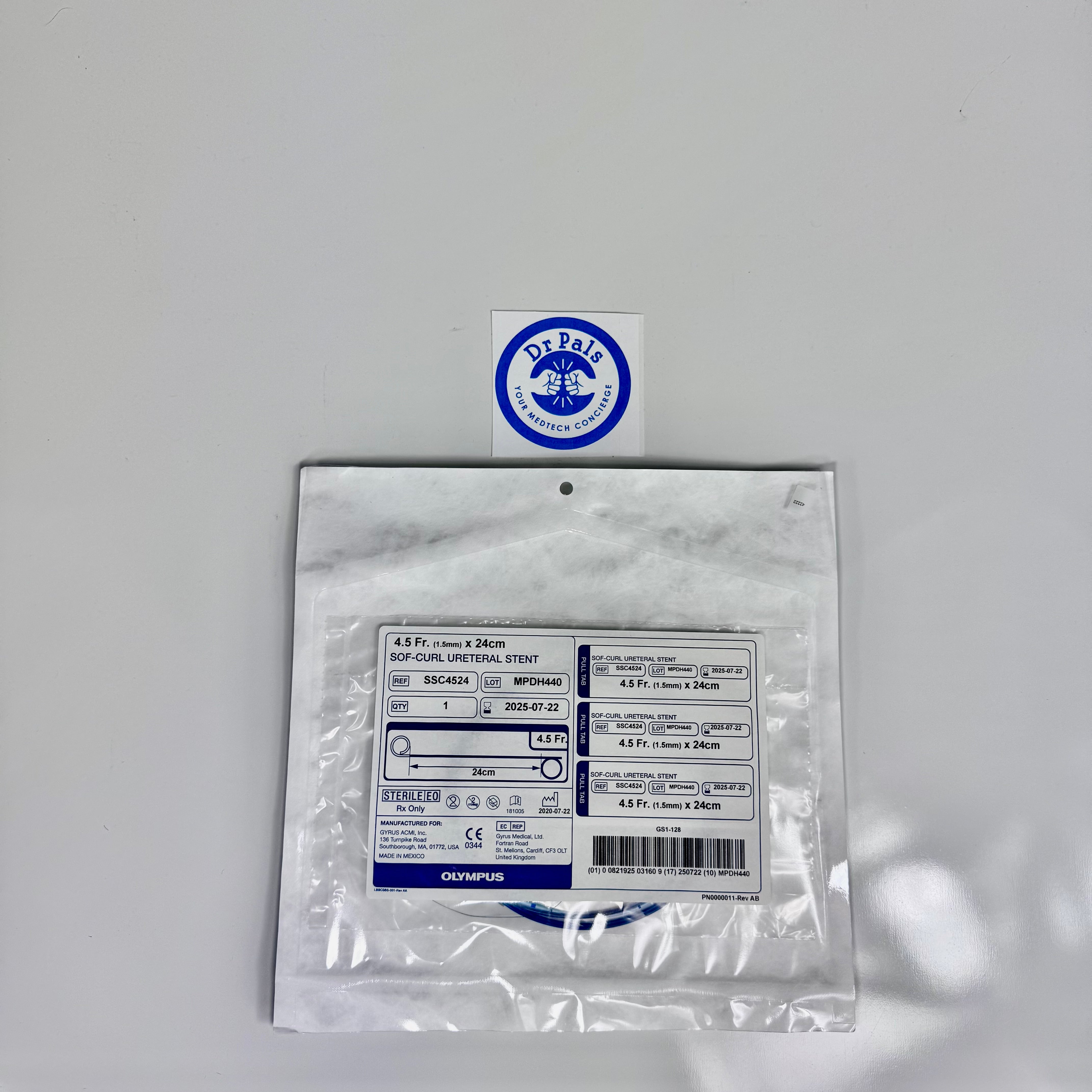 Olympus SSC4524 | Sof-Curl Ureteral Stent, 4.5 Fr x 24 cm OUT OF DATE