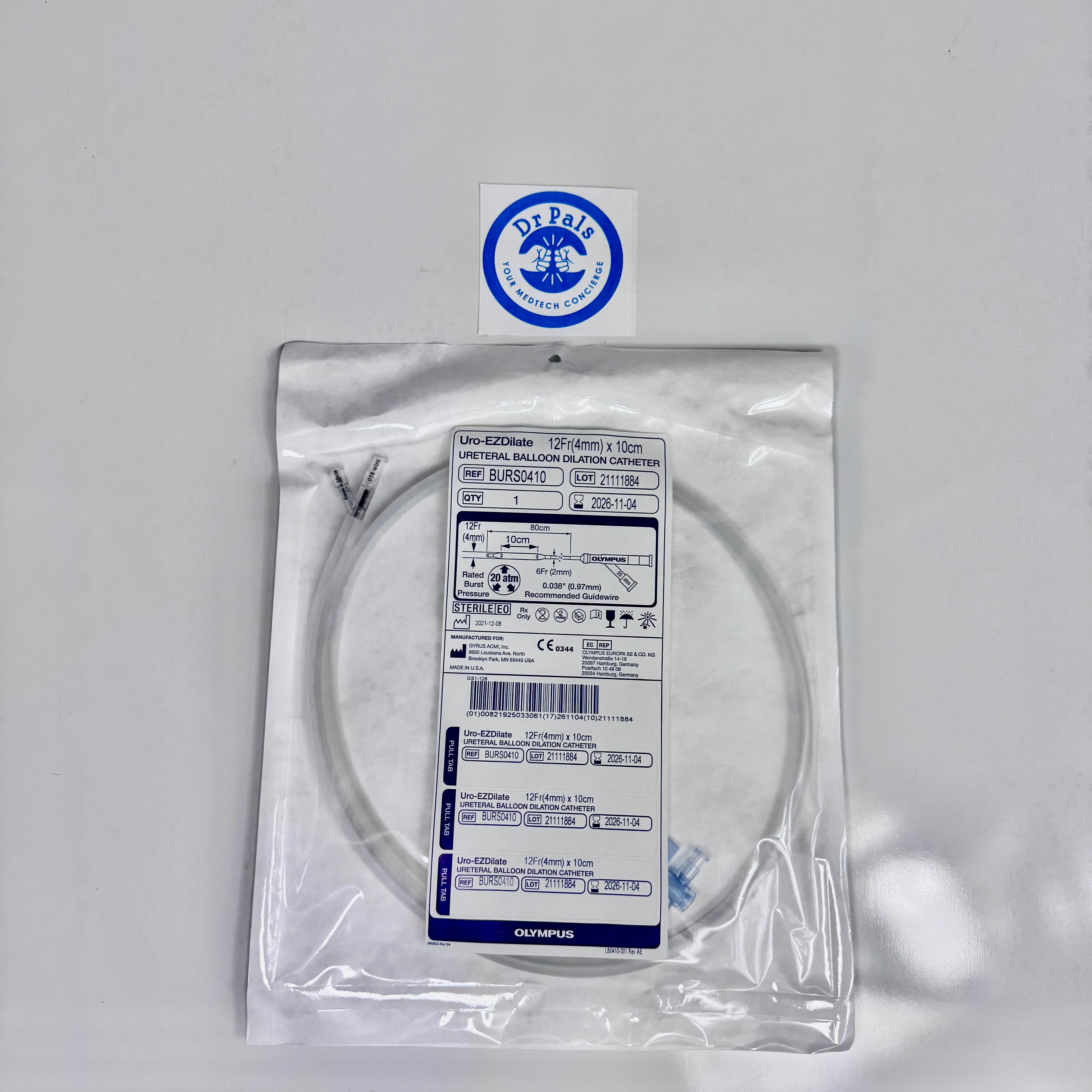 Olympus BURS0410 | EZDilate Ureteral Balloon Dilation Catheter, 4 mm (12 Fr) x 10 cm