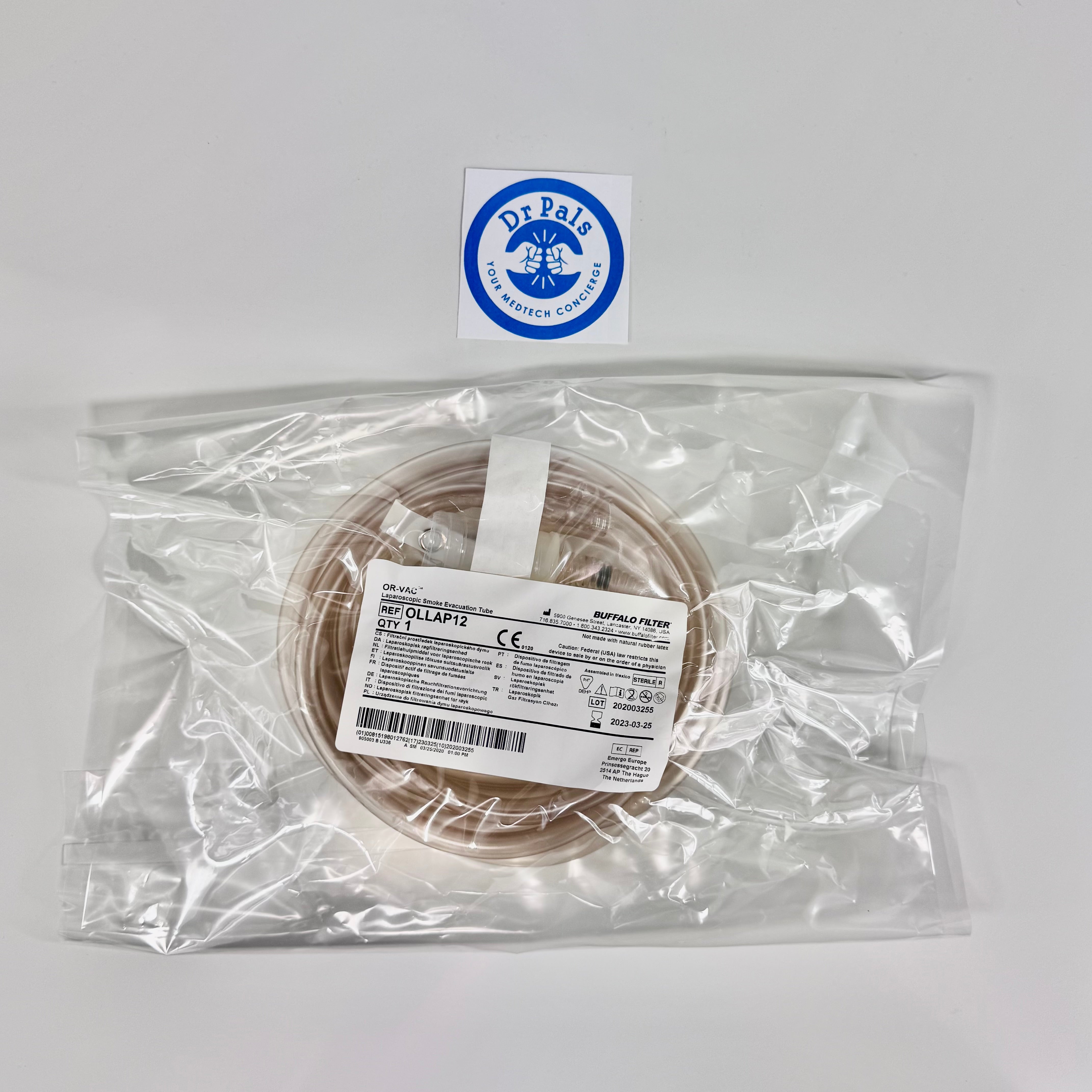 Buffalo Filter OLLAP12 | Laparoscopic Smoke Evacuation Tube 12/Box OUT OF DATE