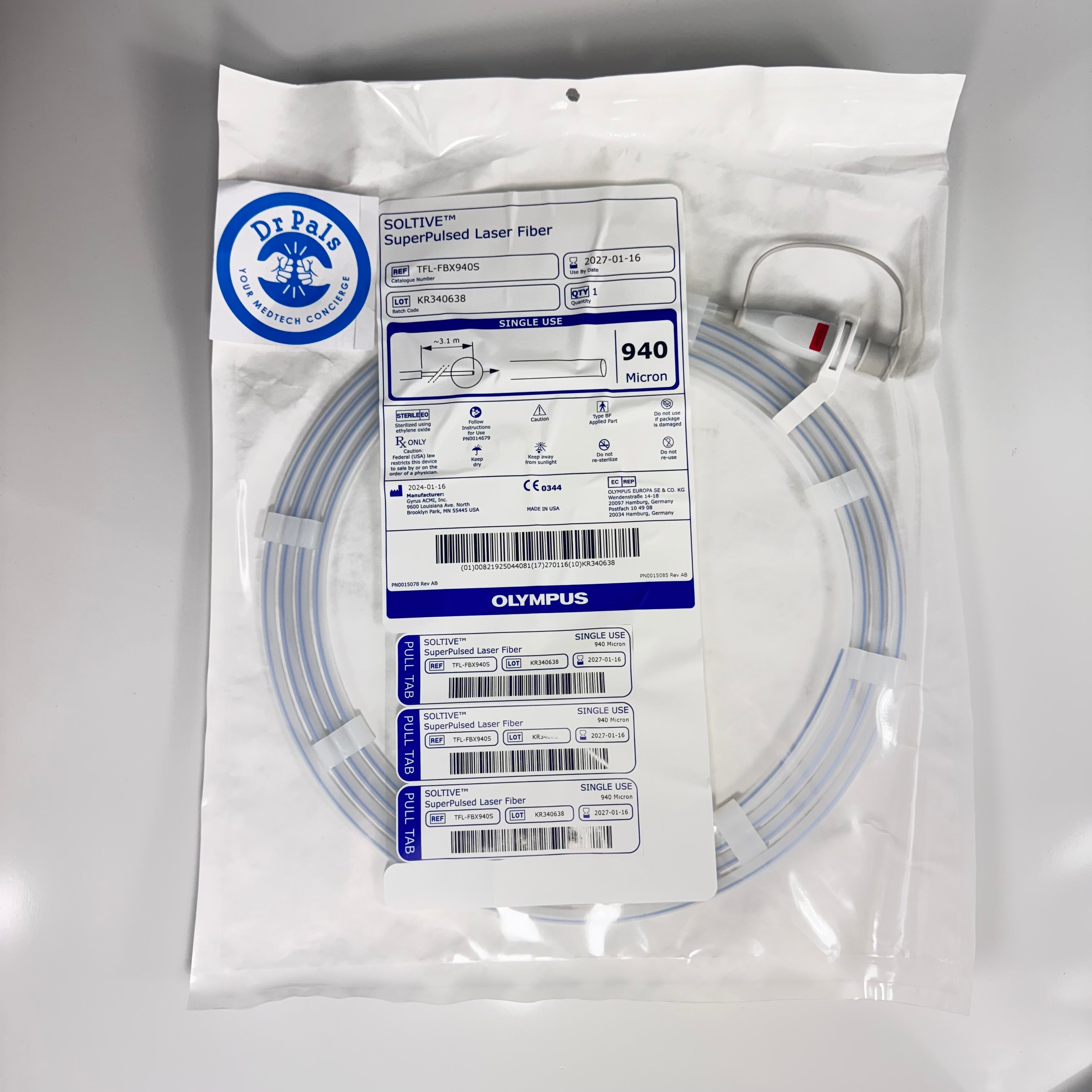 Olympus TFL-FBX940S | 940 Micron SOLTIVE Thulium Fiber Laser Fiber In Date