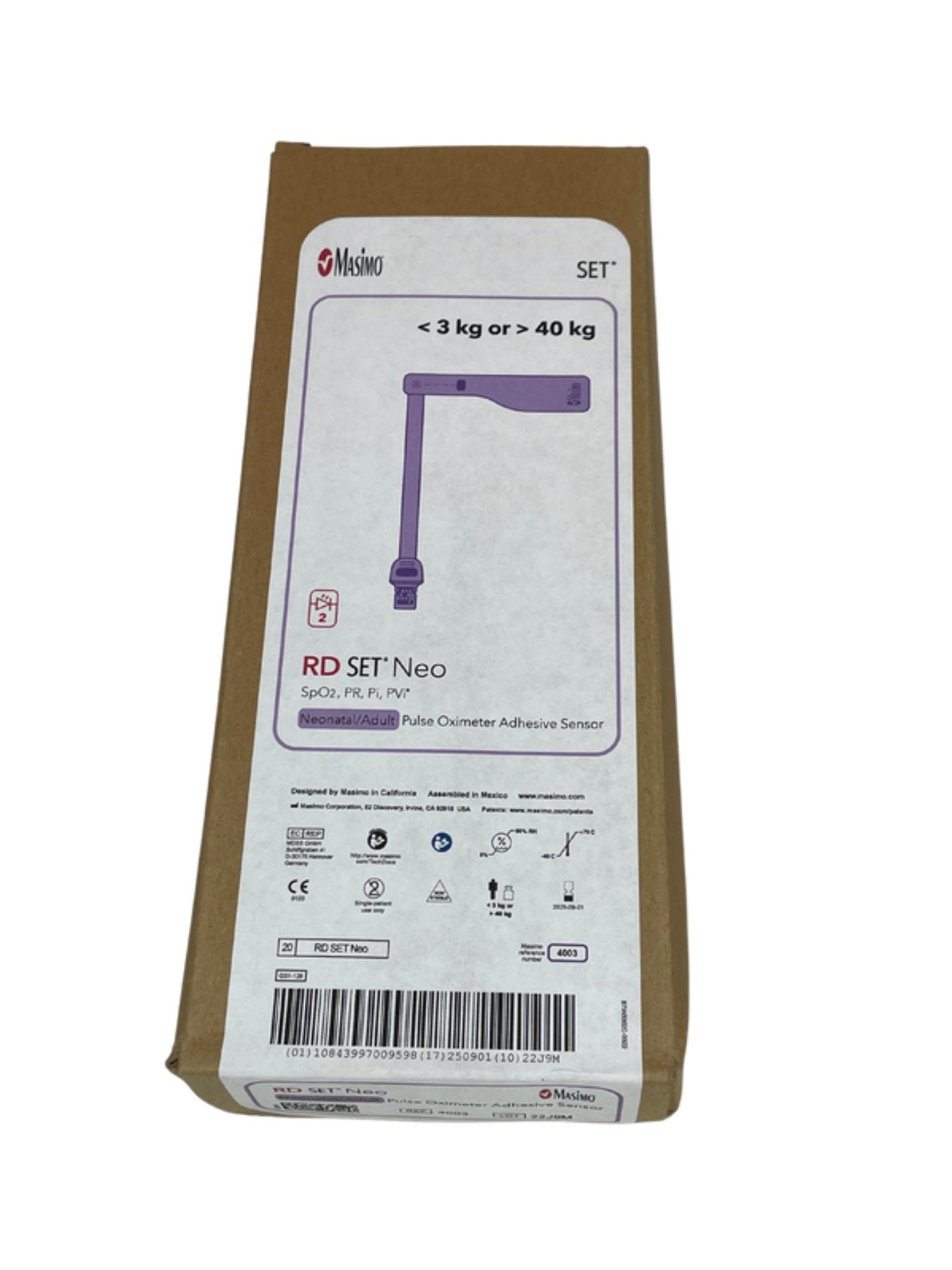 Masimo RD SET 4003 | Neonatal - Adult SpO2 Sensor Each Single-Use, Adhesive, 1.5 ft