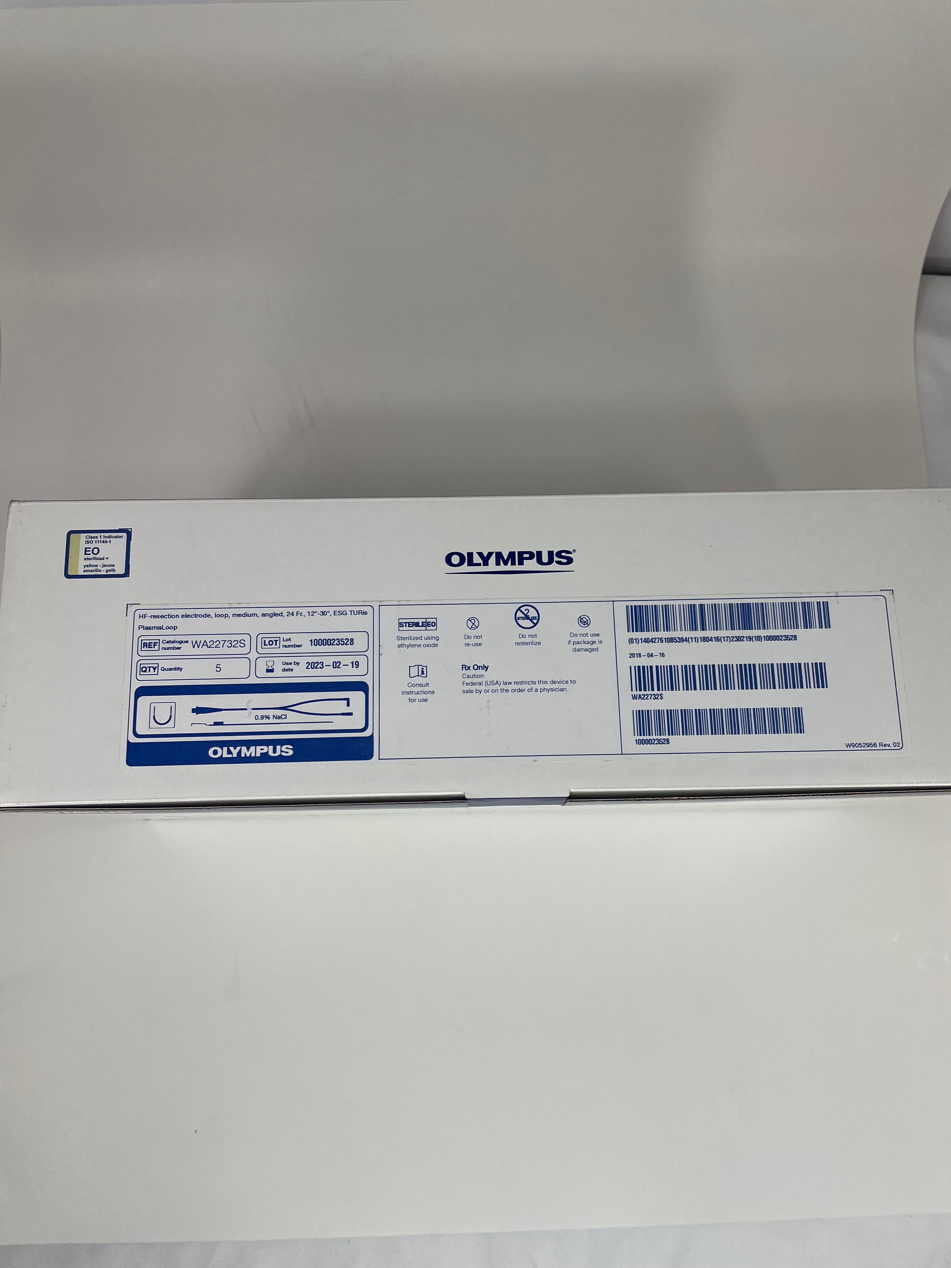 Olympus WA22732S | HF-Resection Electrode, Loop Medium, Angled, 24 fr., 12-30 degrees, ESG, TURis PlasmaLoop. 5 in a box OUT OF DATE