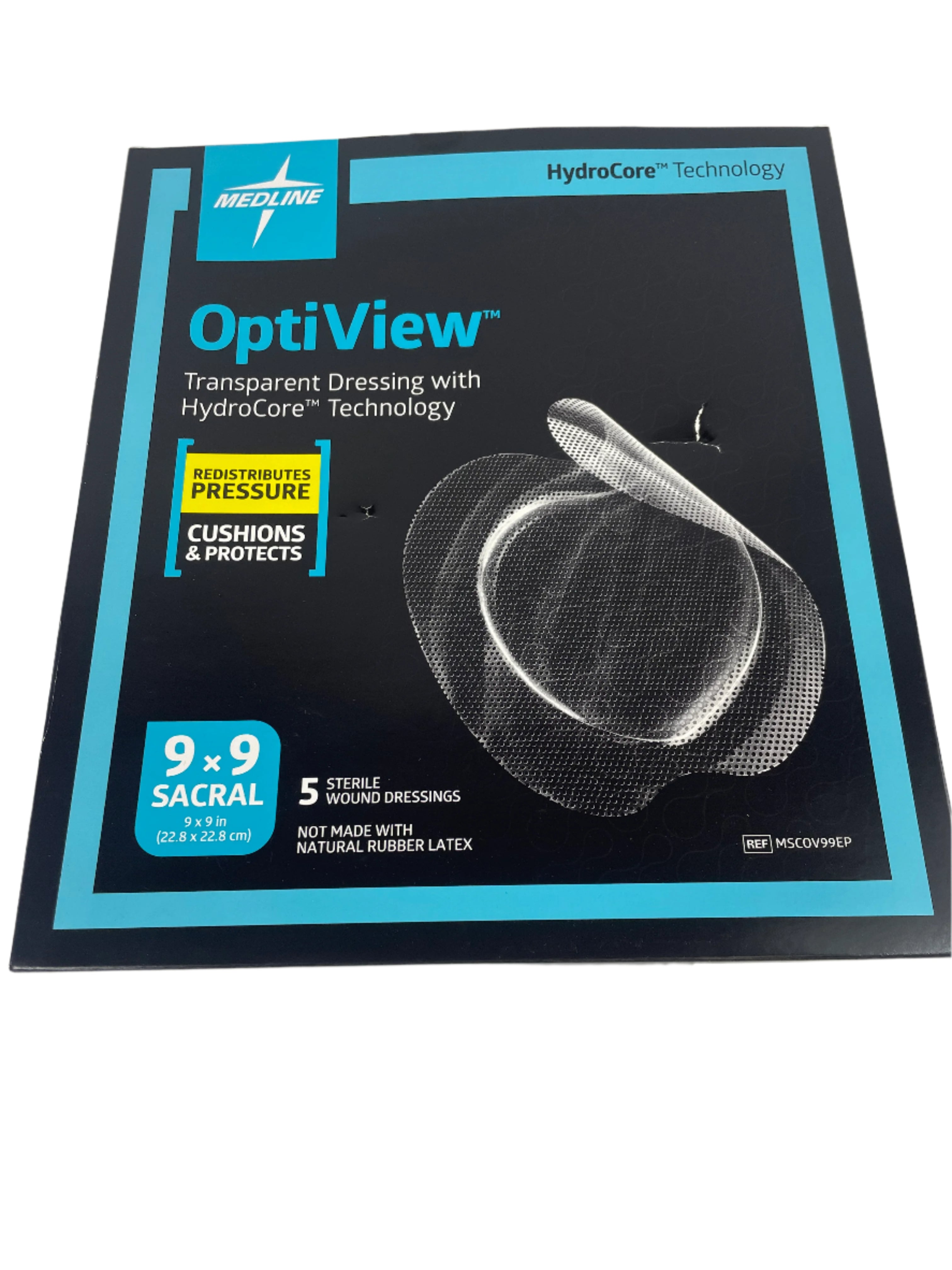Medline MSCOV99EP | OptiView Transparent Wound Dressing 9x9 Sacral