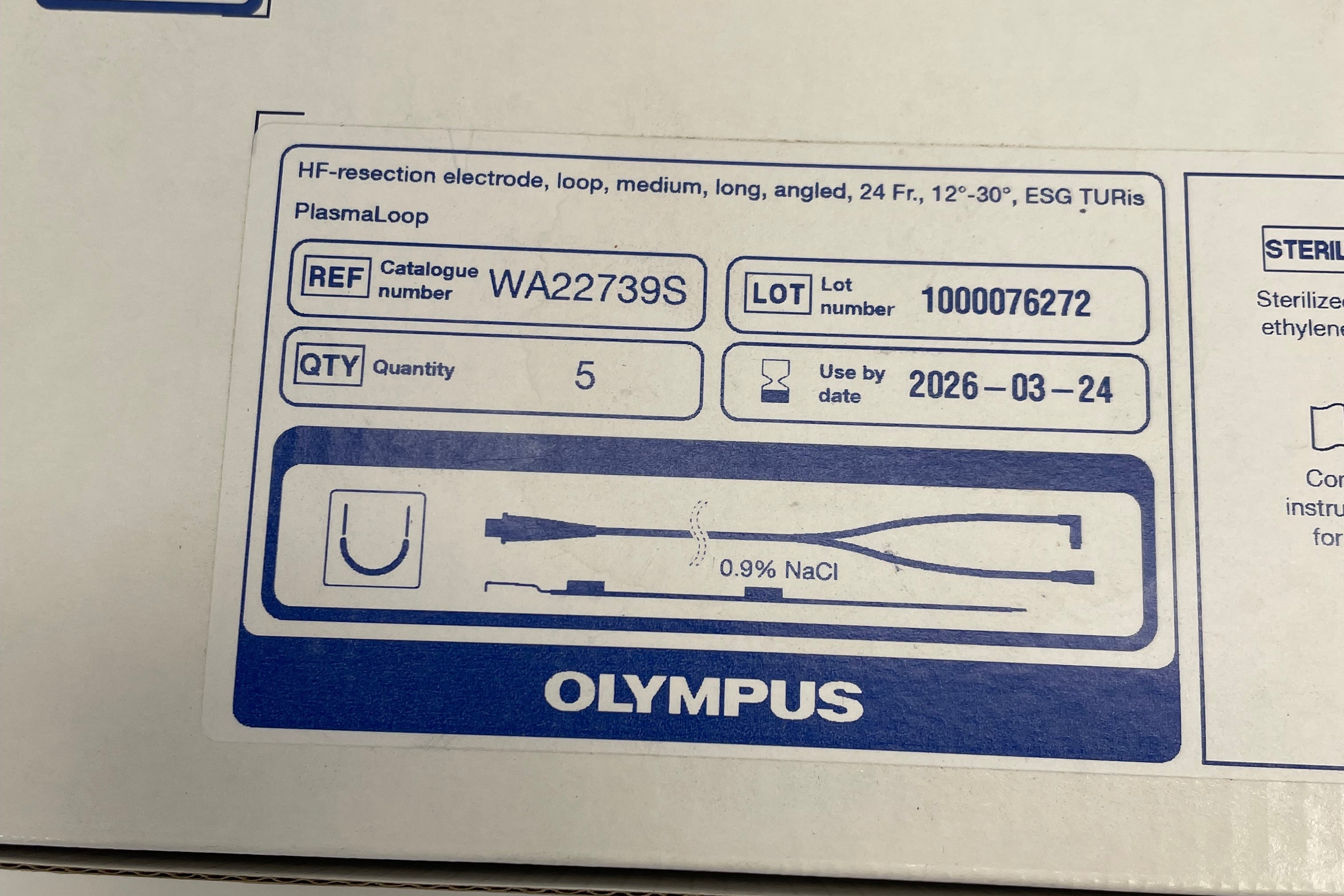 Olympus WA22739S | PlasmaLoop Electrode Long Angled Loop TURis Procedures Box of 5