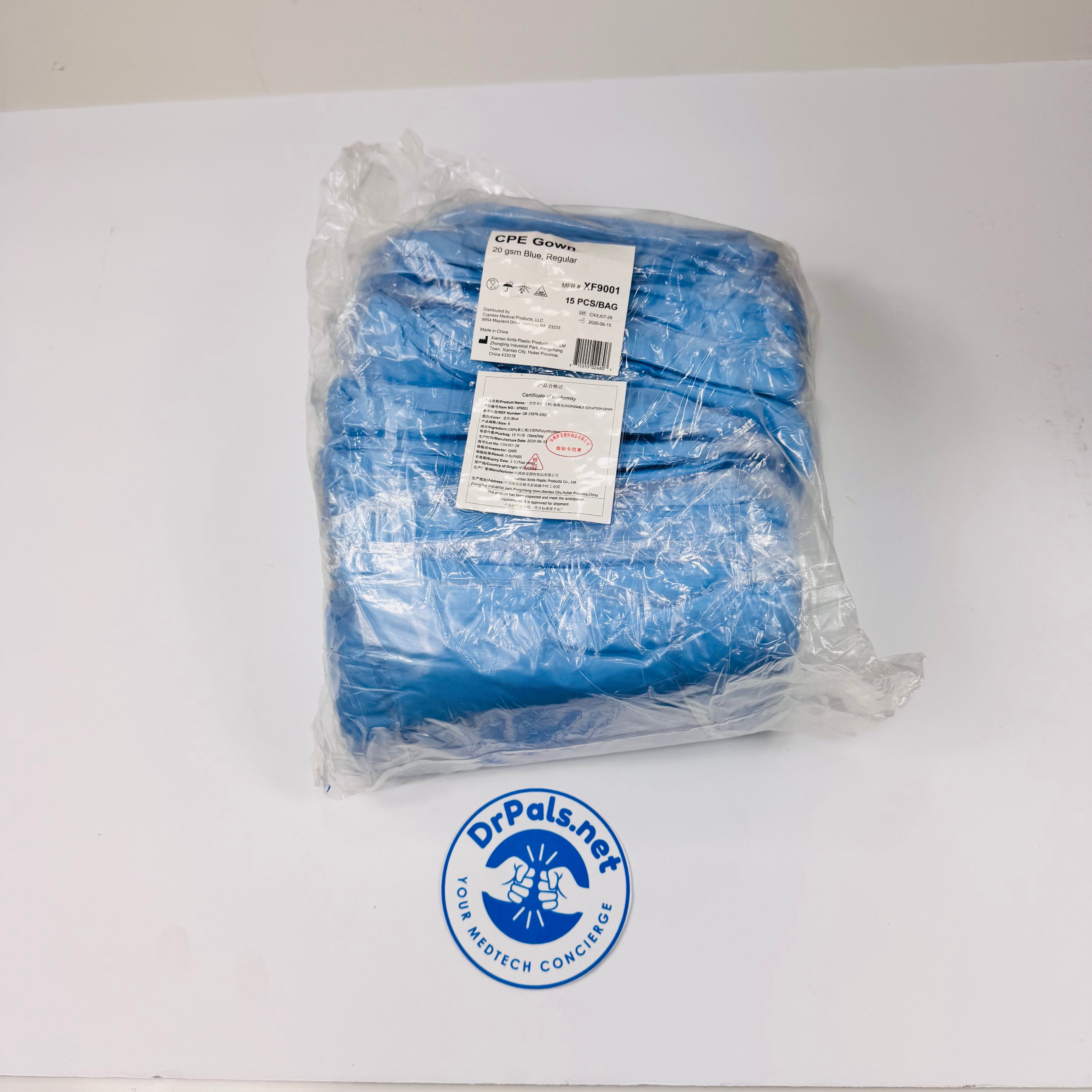 McKesson XF9001 | 20 gsm Blue CPE Isolation Gown