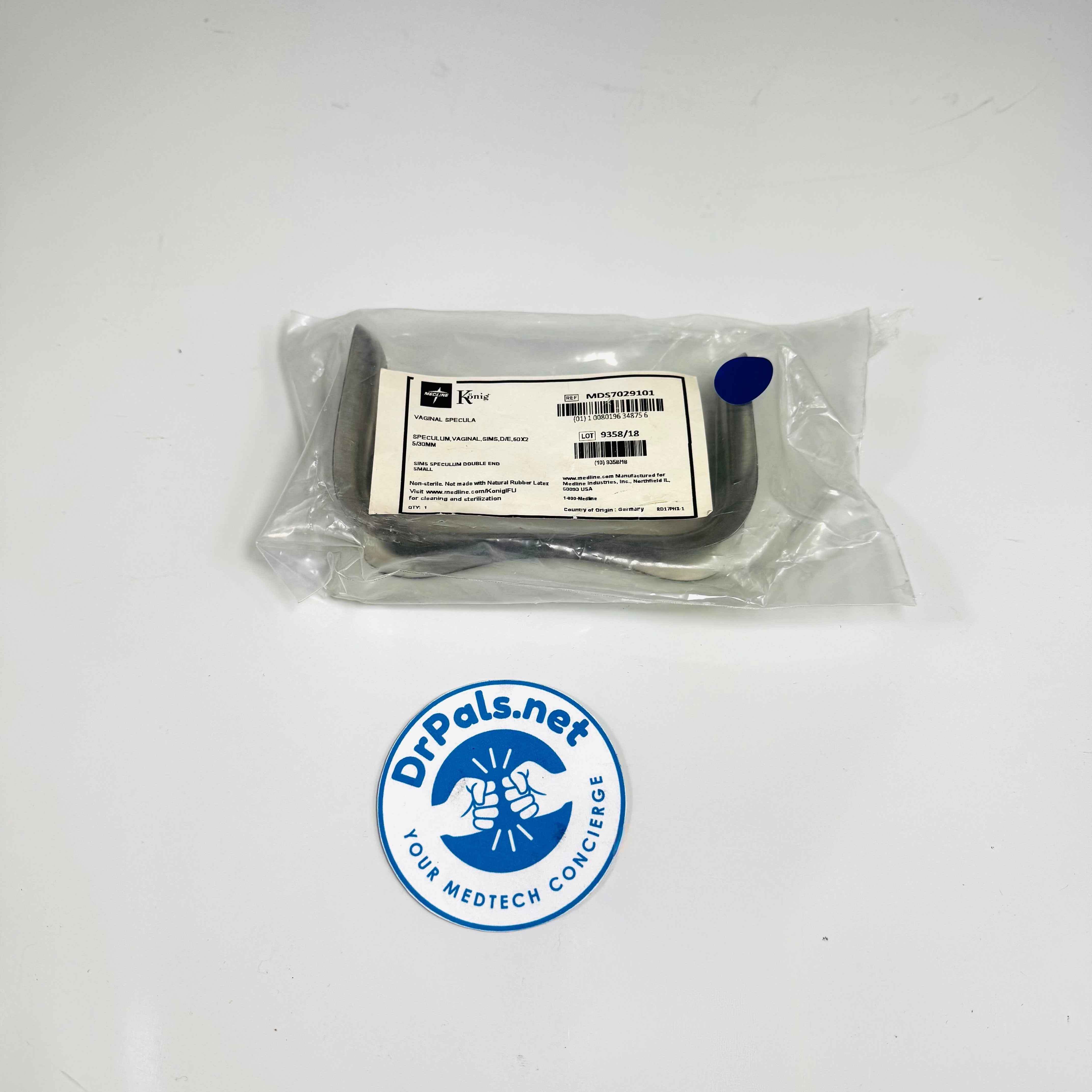 Medline MDS7029101 | Konig Small Sims Vaginal Speculum, Double-Ended, 60 x 25/30 mm