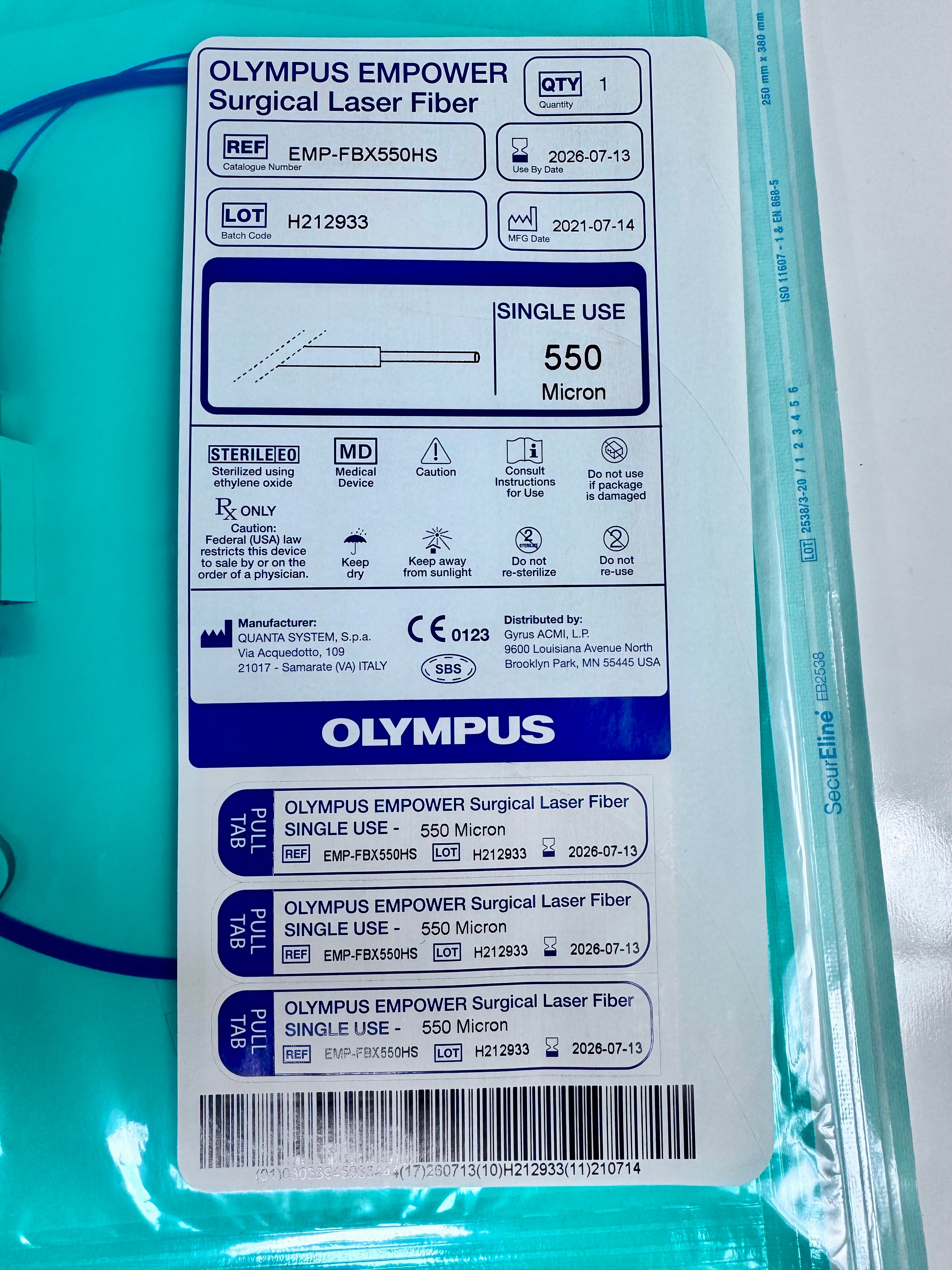 Olympus EMP-FBX550HS | 550 Micron Single-Use Holmium Laser Fibers In Date
