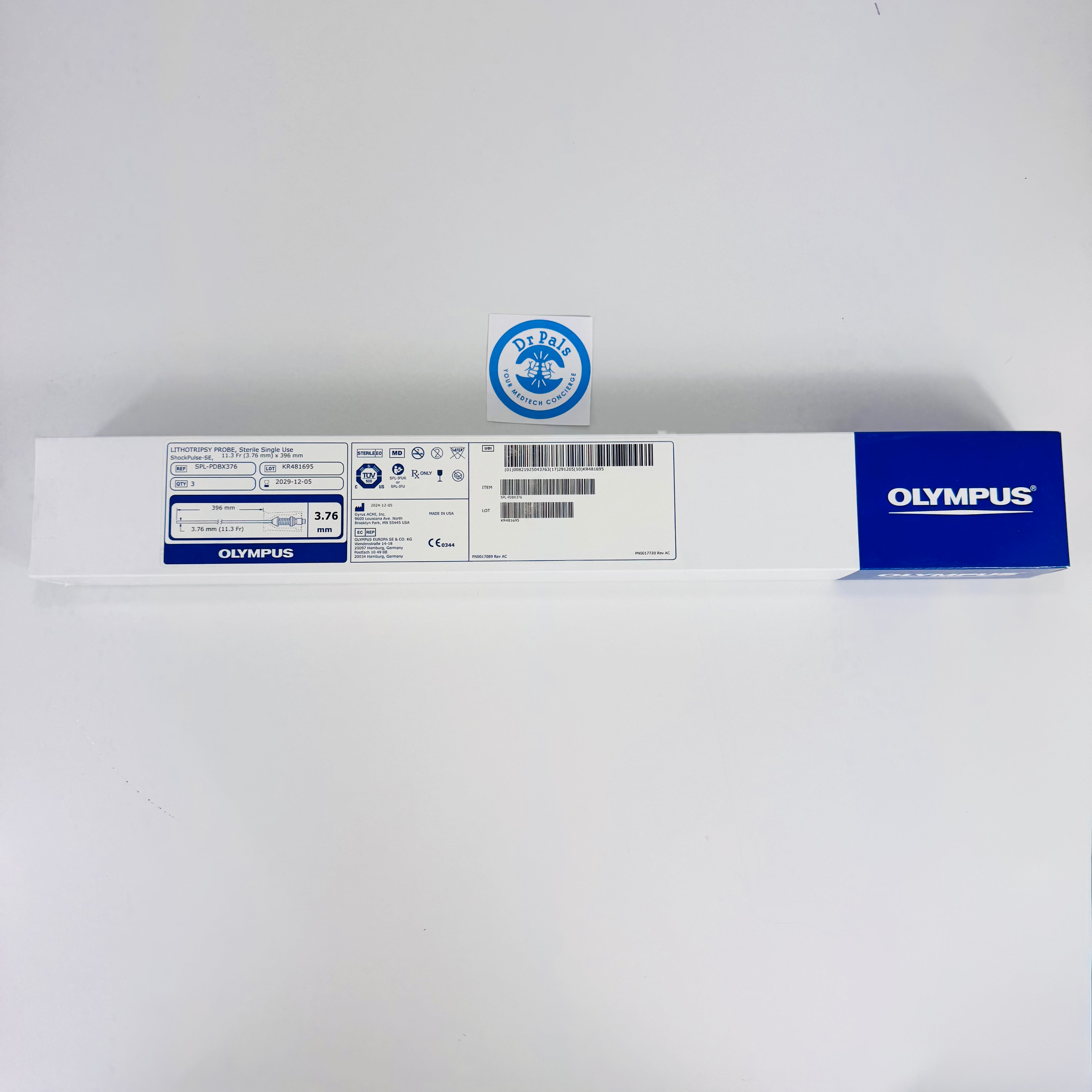 Olympus SPL-PDBX376 ShockPulse Lithotripsy Probe | 3.76 mm Sterile Single Use 3/Box In Date