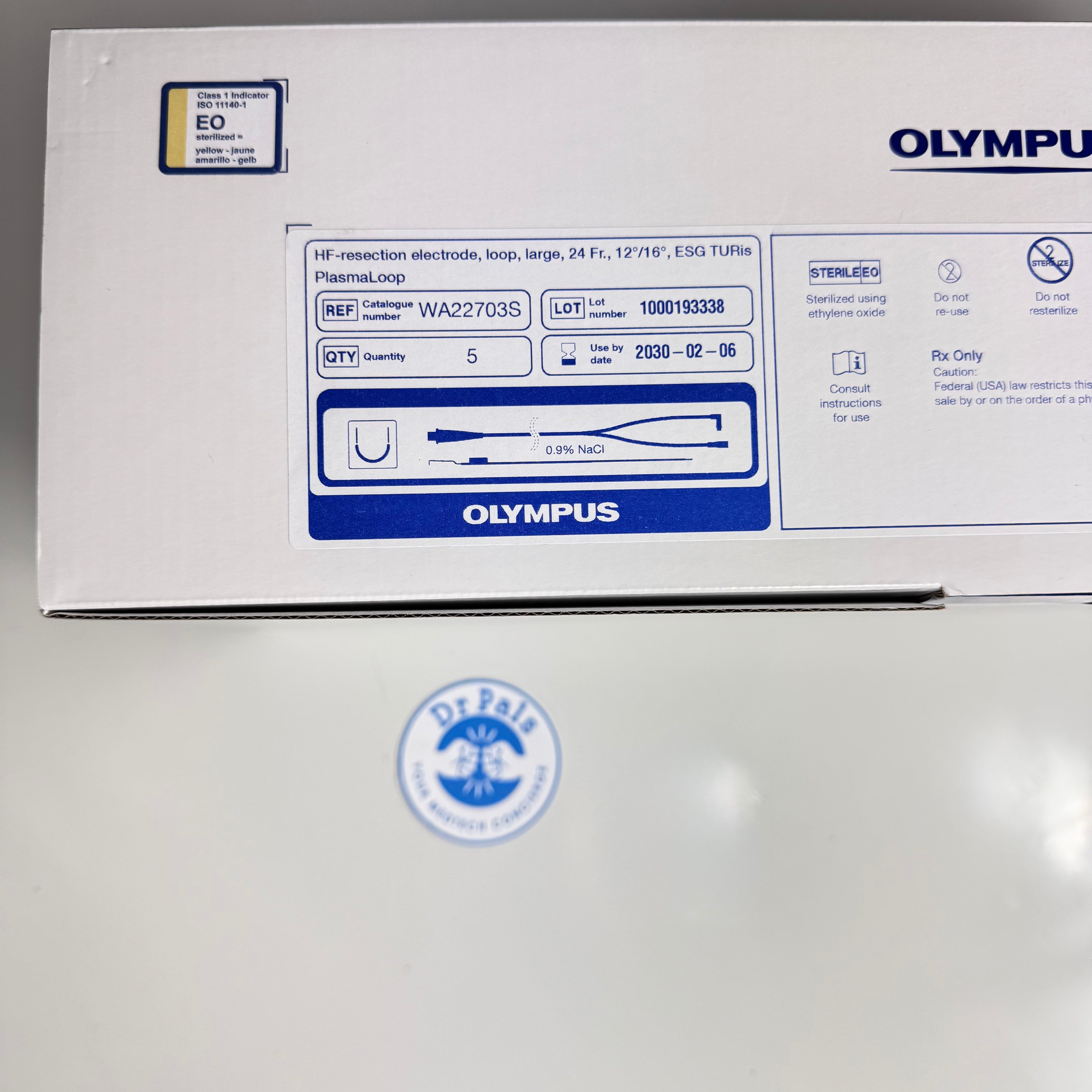 Olympus WA22703S | HF-Resection electrode, Loop, Large, (24Fr., 12degrees/16Degrees) ESG TURis Plasmaloop, Sterile, box of 5 In Date