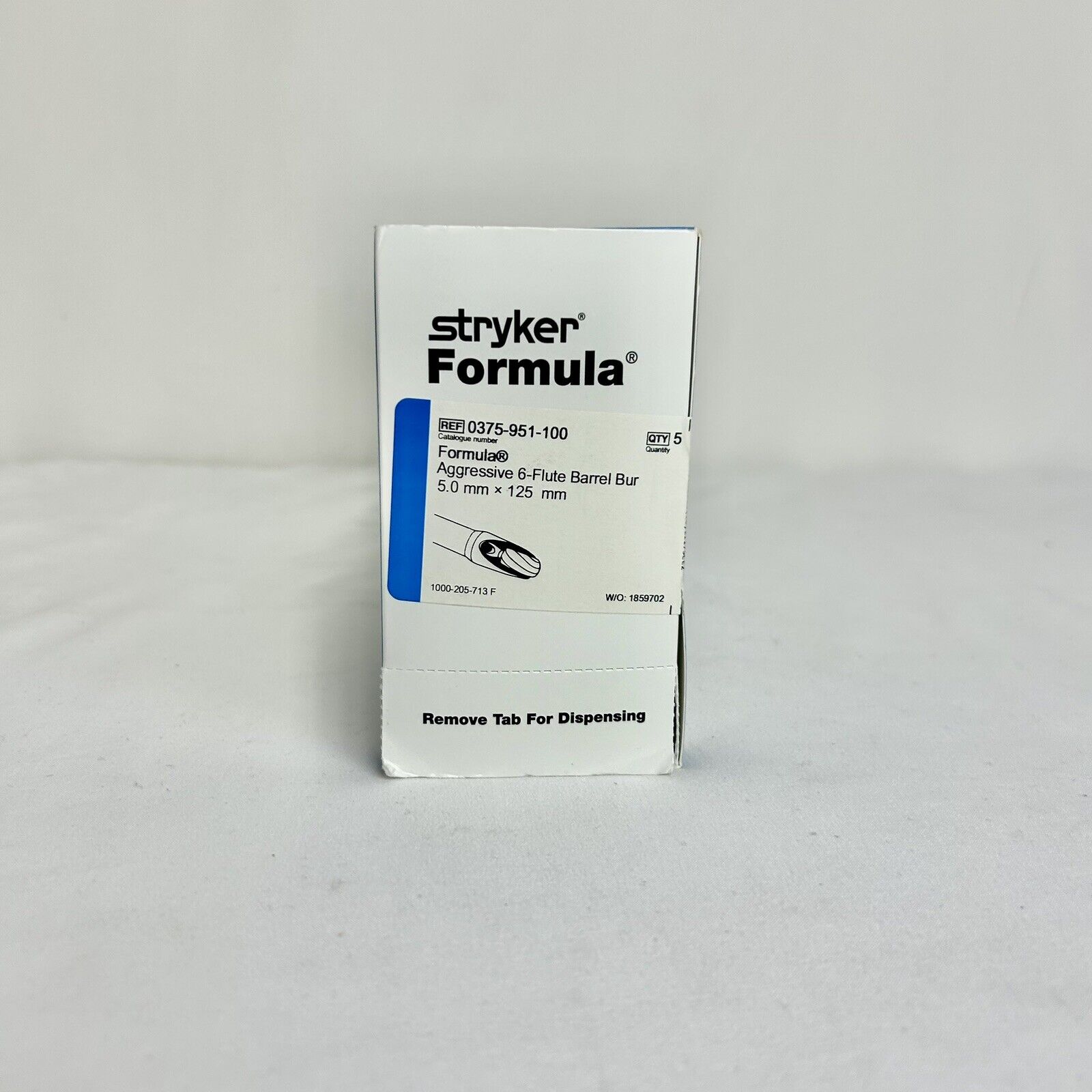 Stryker 0375-951-100 | Formula Arthroscopic Shaver Blade 5.0mm x 125mm 5 per Box