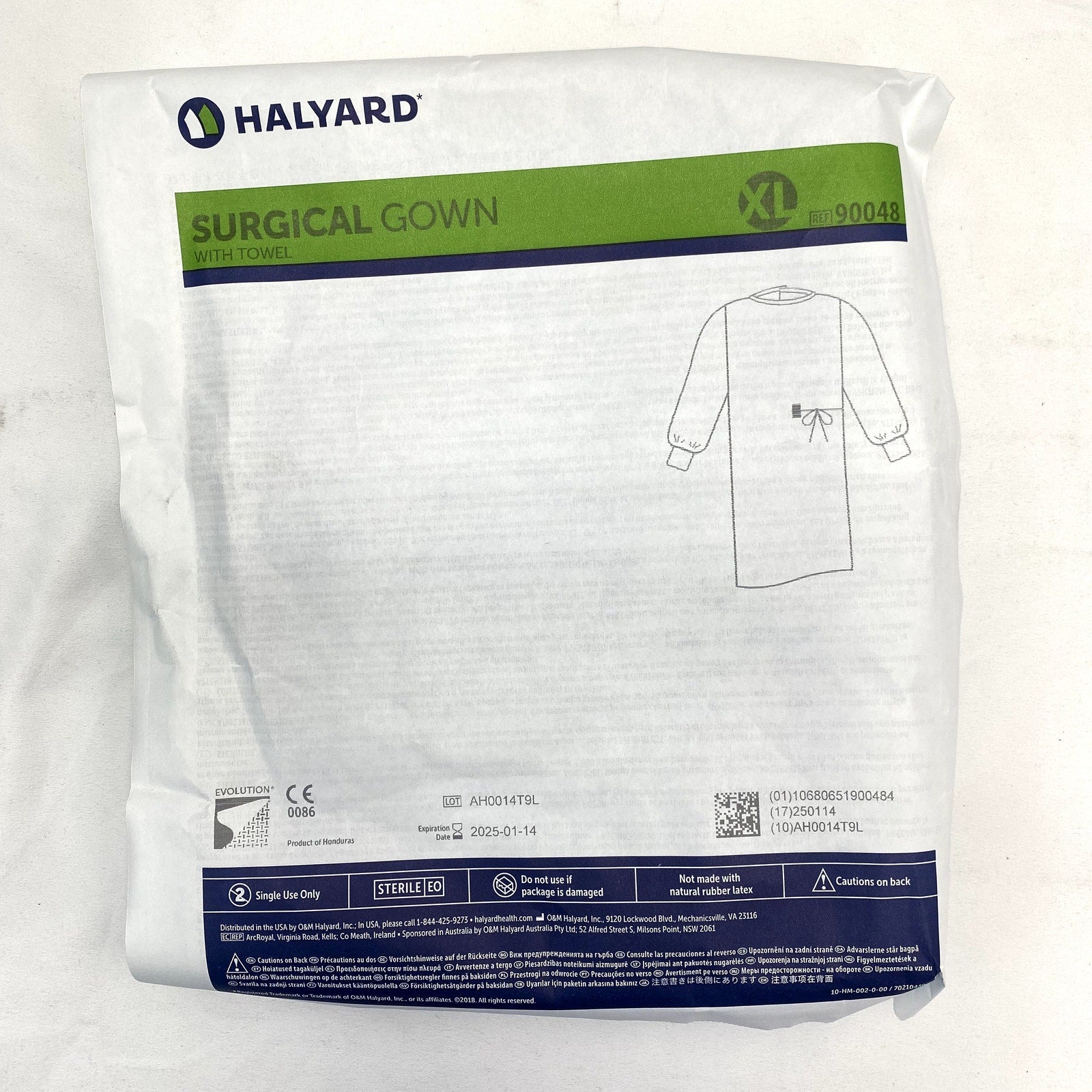 Halyard 90048 07 | Extra Large Surgical Gowns Evolution Blue, Box of 32 - New